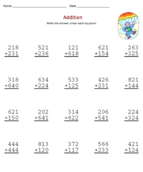 Addition 2 Digits Plus 2 or 3 Digits With Carrying, bundle | TPT