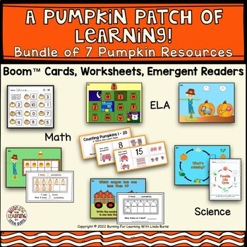 Preview of A Bundle of 7 Pumpkin Resources - Boom™ Cards, Worksheets, and Readers