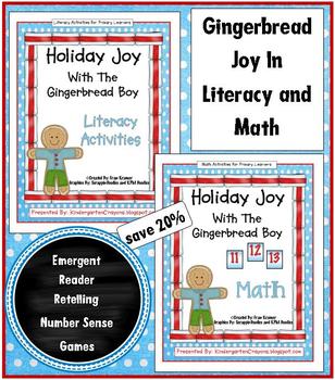 Preview of A Bundle of Holiday Joy with the Gingerbread Boy... literacy and math stations