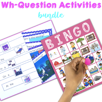 Preview of Wh Questions Speech Therapy Activity Bundle 