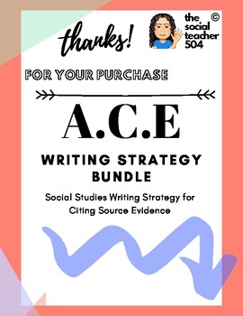 Preview of A.C.E. Writing Strategy for Social Studies Constructed Response Pack *14 Page*