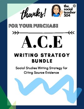 Preview of A.C.E. Writing Strategy for Social Studies Constructed Response Pack *14 Page*