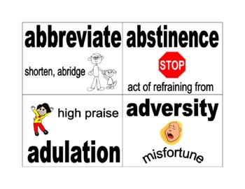 Preview of A.C.T. Vocabulary Word Wall/Flash Cards