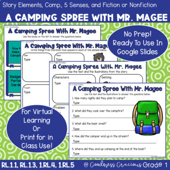 Preview of A Camping Spree with Mr. Magee Retell, Comp., Sensory, and Fiction/Nonfiction