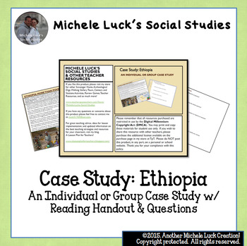Preview of A Case Study on Ethiopia Reading Handout & Questions