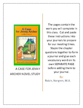 Preview of A Case for Jenny Archer Novel Study Grade 2-4 Comprehension Vocab Art