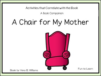 Preview of A Chair for My Mother ~ A Book Companion~ 36 pgs of Common Core Activities