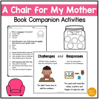 Preview of A Chair for My Mother Book Companion Activities -  K-2 Reading Comprehension