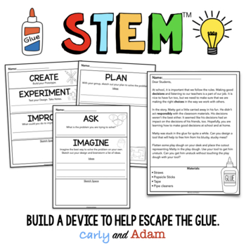Too Much Glue Decision Making SEL Activity and Read Aloud STEM Challenge
