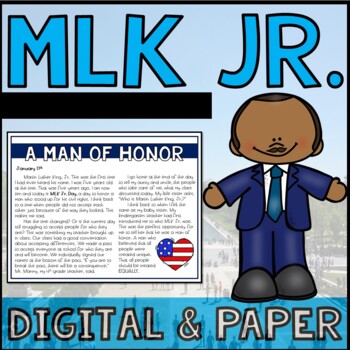 Preview of A Character Learns about MLK JR. - Reading Passage - Digital and Paper