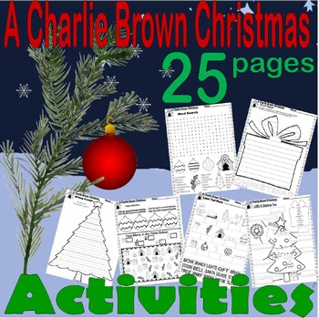 Preview of Charlie Brown Christmas Activity Worksheets Word Search Writing Math Literacy