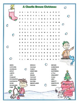Preview of A Charlie Brown Christmas Activity Movie Word Search