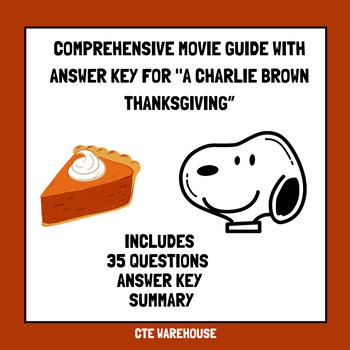 Preview of A Charlie Brown Thanksgiving Movie Guide + Answer Key-No Prep!