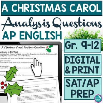 Preview of A Christmas Carol AP English Language Analysis Questions Charles Dickens Digital