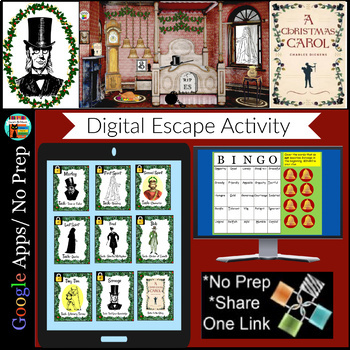 Preview of A Christmas Carol Activity Digital Escape Room Breakout Lesson Activities