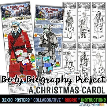Preview of A Christmas Carol, Body Biography Project Bundle, Characterization
