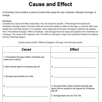 Preview of A Christmas Carol- Cause and Effect