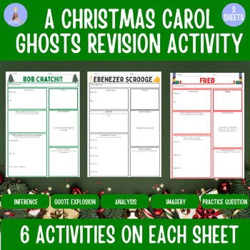 Preview of A Christmas Carol Characters Revision Sheets 5 Tasks + Practice Exam Question