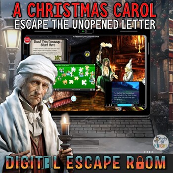 Preview of A Christmas Carol, Charles Dickens, Digital Escape Room, Fun for the Holidays!