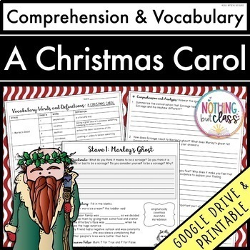 Preview of A Christmas Carol | Comprehension Questions and Vocabulary by chapter