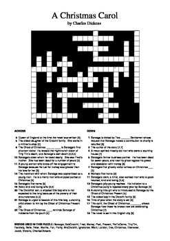 A Christmas Carol - Crossword Puzzle by M Walsh | TpT