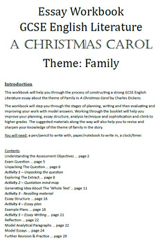 Preview of A Christmas Carol Essay Workbook - Family - GCSE English Literature Revision