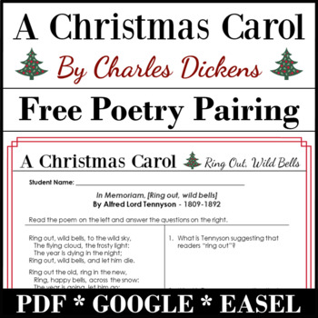 A Christmas Carol FREE Poetry Activity - Ring Out, Wild Bells by Tennyson