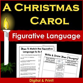 Preview of A Christmas Carol Figurative Language Activities - Printable & Digital