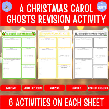 Preview of A Christmas Carol Ghosts Revision Sheets 5 Tasks + Practice Exam Question