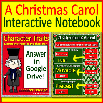 Preview of A Christmas Carol Digital Interactive Notebook - 23 Google Slides Story Elements