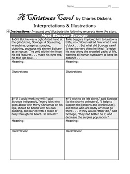 Preview of A Christmas Carol: Interpret & Illustrate Activity / 10 Pages