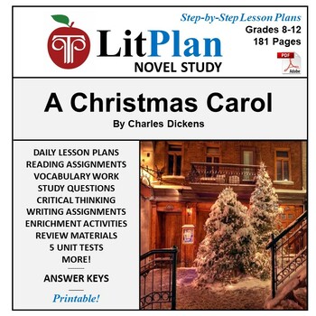 Preview of A Christmas Carol LitPlan Novel Study Unit, Activities, Questions, Test