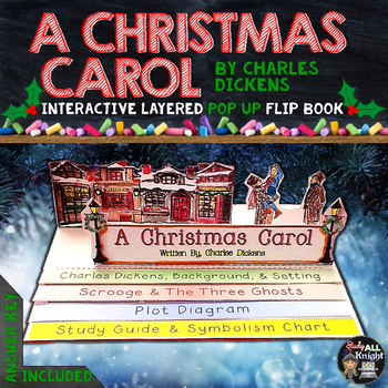 Preview of A Christmas Carol Literature Guide, Reading, Writing, Pop Up Flip Book
