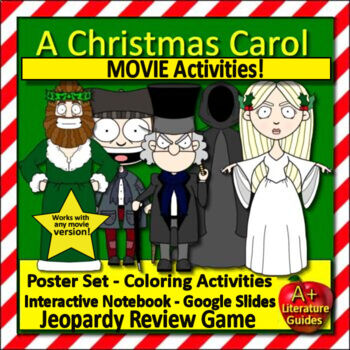 Preview of A Christmas Carol MOVIE Activities for Any Movie Version - Printable & Google!