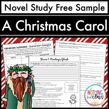 Preview of A Christmas Carol Novel Study FREE Sample | Worksheets and Activities