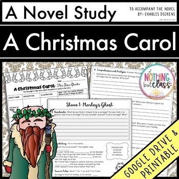 Preview of A Christmas Carol Novel Study Unit - Comprehension | Activities | Tests