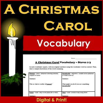 Preview of A Christmas Carol Novel Vocabulary - Printable & Digital