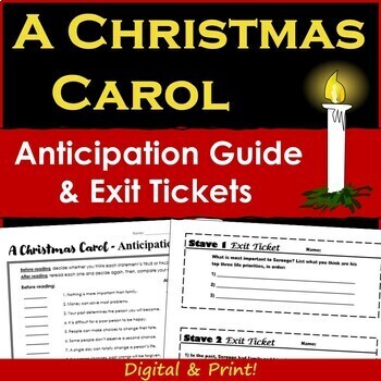 Preview of A Christmas Carol Pre-Reading Activities & Exit Tickets - Printable & Digital