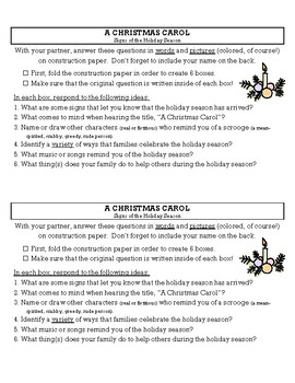 Preview of A Christmas Carol - Signs of the Holiday Season Pre-Novel Activity