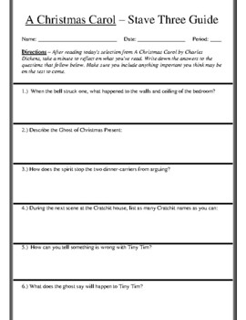 A Christmas Carol - Stave 3 Notes by 1-to-1 Lit | TPT