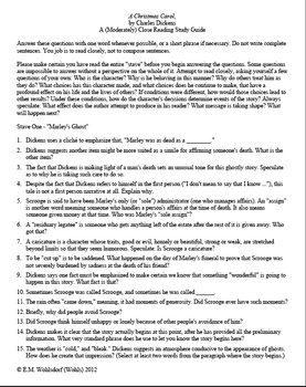 A Christmas Carol Stave One: A Close Reading Study (10 pages), Answer Keys