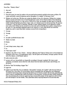 A Christmas Carol Stave One: A Close Reading Study (10 pages), Answer Keys