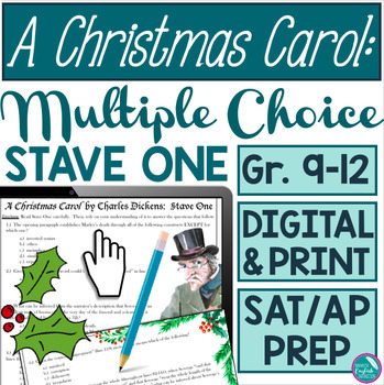 Preview of A Christmas Carol Stave One AP English Multiple Choice Questions Digital