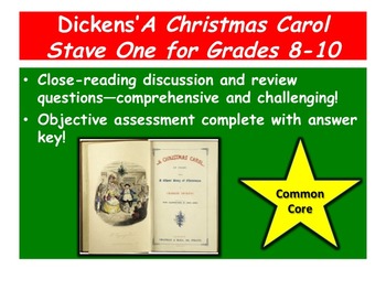 Preview of A Christmas Carol Stave One Close-reading Guide and Reading Quiz—Grades 8-10