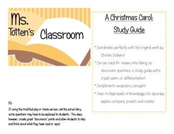 "A Christmas Carol" - Stave Study Guide by MsTottensClassroom | TpT