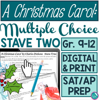 Preview of A Christmas Carol Stave Two AP English Multiple Choice Questions Digital
