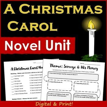 Preview of A Christmas Carol Unit Novel Study Bundle - Printable & Digital
