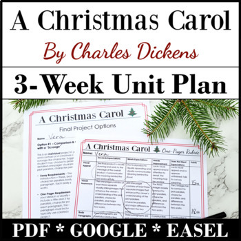 Preview of A Christmas Carol Unit Plan With Lessons and Activities for High School Students