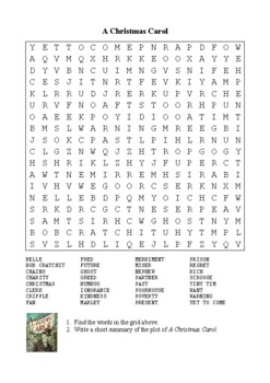 Preview of A Christmas Carol - Word Search Characters and Vocabulary