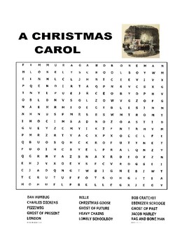 Preview of A Christmas Carol Word Search - Charles Dickens